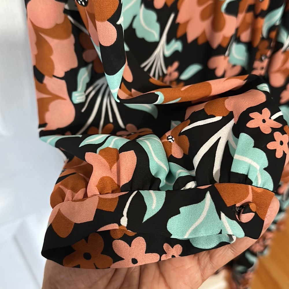 Diane Von Furstenberg Floral Wrap Dress - Black, Orange, Green - Picture 10 of 10